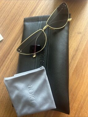 Dior Gold Frame Black Lens Cat-Eye Sunglasses